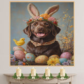 Labrador Retriever in Easter Outfit, Sweet Spring Art for Dog Lovers, Holiday Gift for Labrador Owners, Dog Wall Art on Canvas Wrap, Framed Print, or Rolled Artwork for Bedroom or Living Room